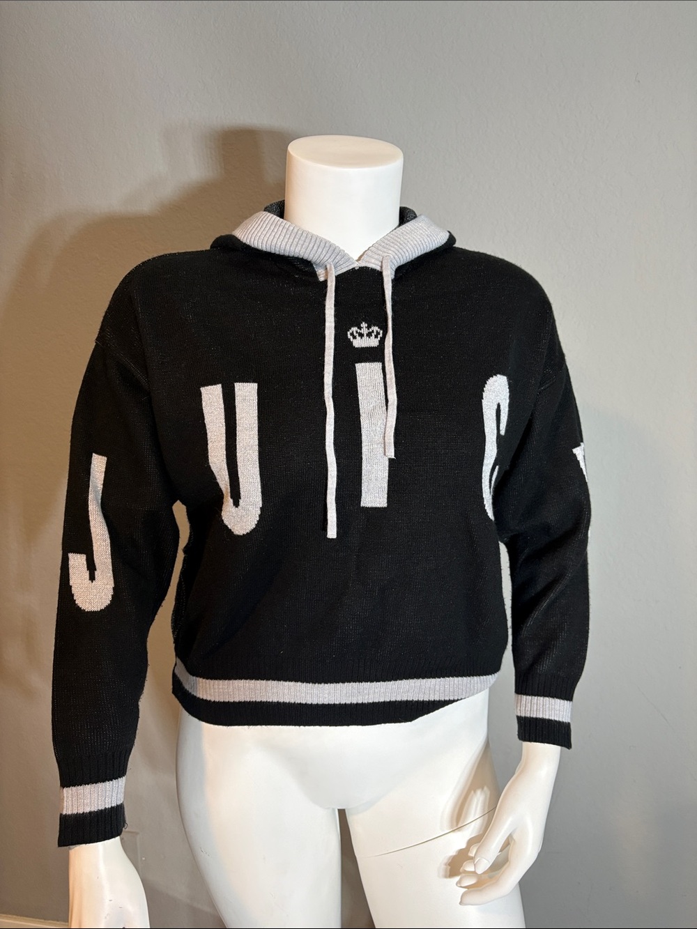 Juicy Couture Black and White Crewneck Hooded Sweater - Men